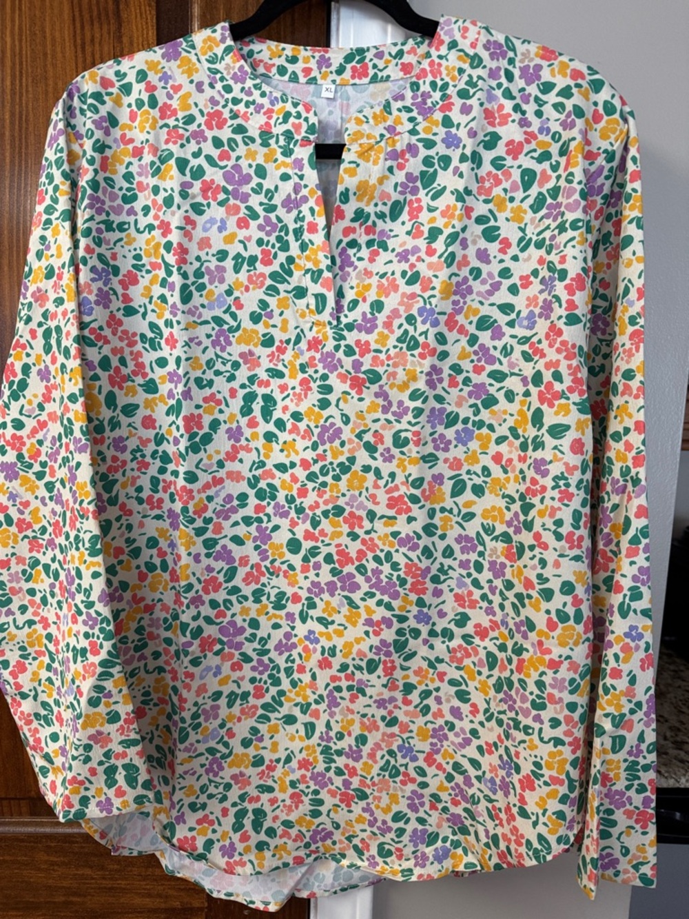 Women’s Floral Split-Neck Blouse - Multicolor